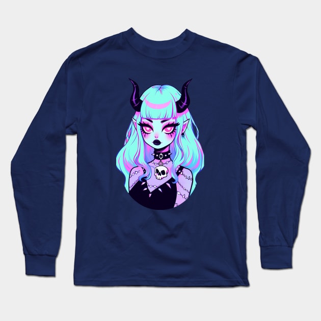 Cute Demon Girl Long Sleeve T-Shirt by DarkSideRunners